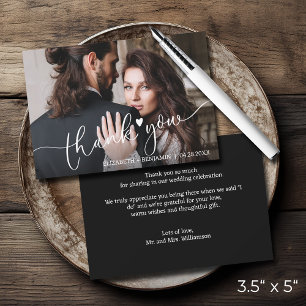 Carte De Correspondance Mariage Photo Lettré à la main Merci budgétaire