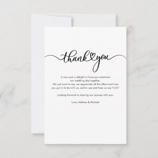 Carte De Correspondance Mariage photo manuscrite moderne Merci (Dos)