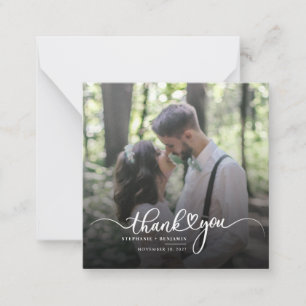 Carte De Correspondance Mariage Photo Merci Lettré à la main