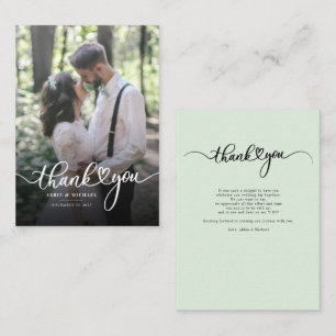 Carte De Correspondance Mariage Photo Merci Lettré à la main