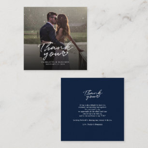 Carte De Correspondance Mariage Photo Merci Lettré à la main