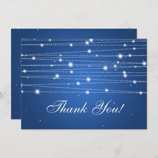 Carte De Correspondance Mariage Remerciements Note Sparkling Lines Sapphir (Devant / Derrière)