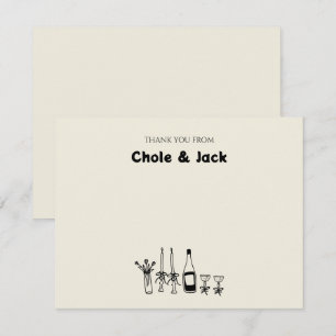 Carte De Correspondance Mariage Rétro Champagne Dessiné à la Main