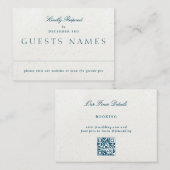 Carte De Correspondance Mariage romantique QR CODE RSVP (Devant / Derrière)