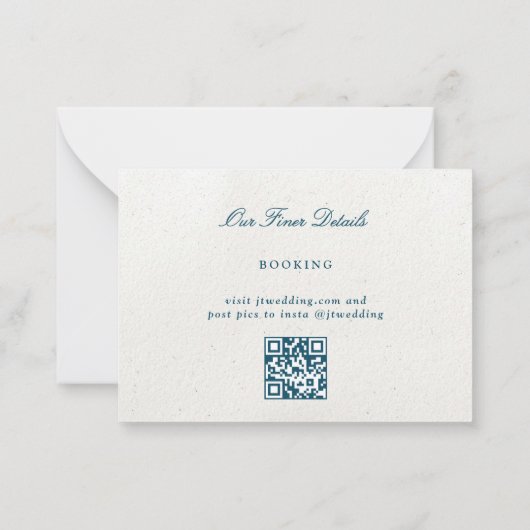 Carte De Correspondance Mariage romantique QR CODE RSVP (Dos)