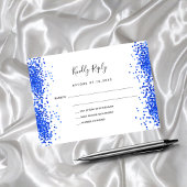 Carte De Correspondance Mariage Royal bleu blanc confetti RSVP