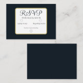 Carte De Correspondance Mariage RSVP bleu foncé simple (Devant / Derrière)