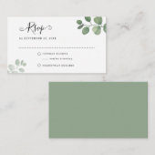 Carte De Correspondance MARIAGE RSVP de l'Eucalyptus Sage BUDGET (Devant / Derrière)