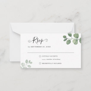 Carte De Correspondance MARIAGE RSVP de l'Eucalyptus Sage BUDGET