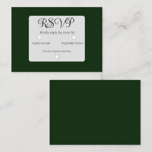 Carte De Correspondance Mariage RSVP vert de forêt blanche minimale