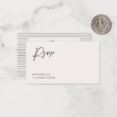 Carte De Correspondance Mariage script moderne noir blanc réponse (Devant/Arrière en situation)