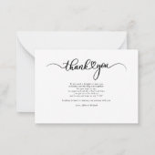 Carte De Correspondance Mariage simple photo-Lettré Merci (Dos)