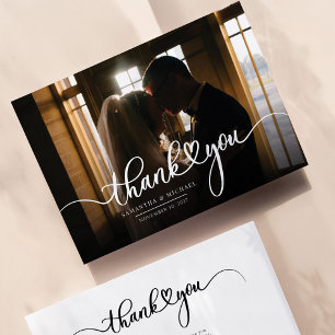 Carte De Correspondance Mariage simple photo-Lettré Merci