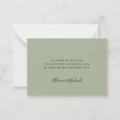Carte De Correspondance Mariage vert olive budget merci script (Dos)