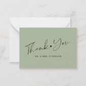 Carte De Correspondance Mariage vert olive budget merci script (Devant)