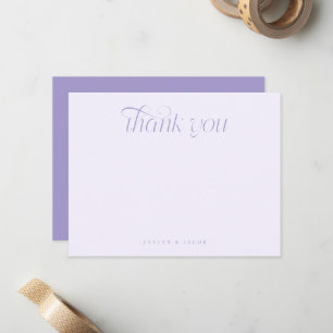 Carte De Correspondance Mariage Violet Typographie Élégante en Volute