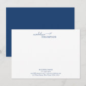 Carte De Correspondance Marine Bleu élégant Script Typographie d'entrepris (Devant / Derrière)
