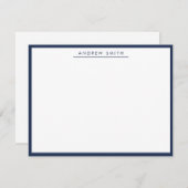 Carte De Correspondance Marine Bleu Ligne simple Moderne Classique Minimal (Devant / Derrière)