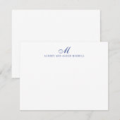 Carte De Correspondance Marine Bleu Script Monogramme Stationnaire moderne (Devant / Derrière)