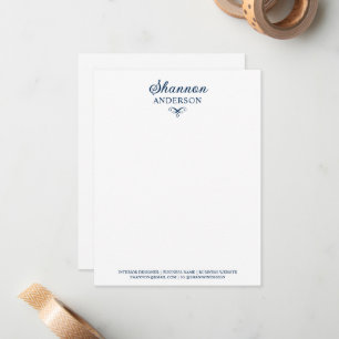 Carte De Correspondance Marine Blue Personnalisé Calligraphie Nom Entrepri
