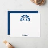 Carte De Correspondance Marine Lions Bar Mitzvah Merci (Devant/Arrière en situation)