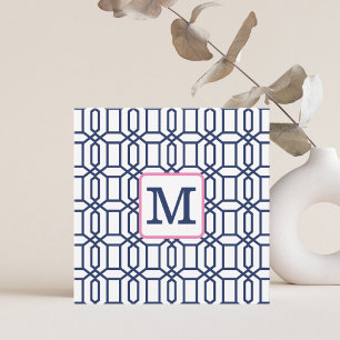 Carte De Correspondance Marine Prépa Motif Octogone / Monogramme Marine