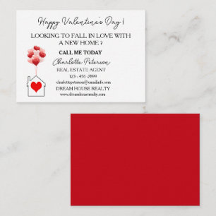Carte De Correspondance Marketing immobilier de la Saint-Valentin en rouge