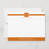 Carte De Correspondance Marmalade Orange Professionnel Monogramme (Devant)