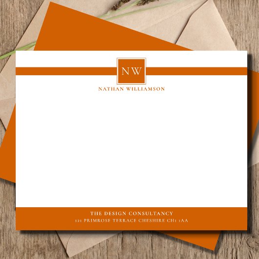 Carte De Correspondance Marmalade Orange Professionnel Monogramme