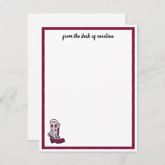 Carte De Correspondance Maroon Heart Patterned Boot (Devant / Derrière)
