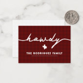Carte De Correspondance Maroon Howdy Houndstooth Texas (Devant/Arrière en situation)