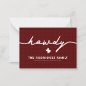 Carte De Correspondance Maroon Howdy Houndstooth Texas (Devant)