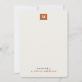 Carte De Correspondance Marron Moderne Cuir Monogramme & Nom (Devant)