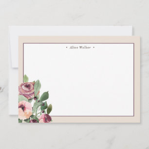 Carte De Correspondance marsala d'hiver fleurs Papier à lettres