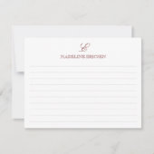 Carte De Correspondance Marsala & Monogramme blanc (Devant)