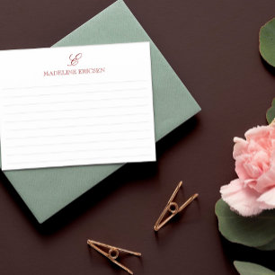 Carte De Correspondance Marsala & Monogramme blanc