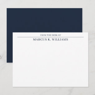 Carte De Correspondance Masculine moderne Marine Bleu Blanc
