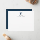 Carte De Correspondance Masculine Professionnel d'affairesI Marine Blue Mo (Devant/Arrière en situation)