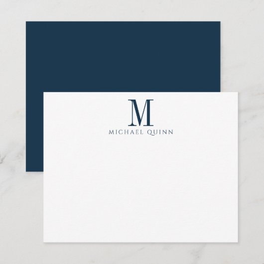 Carte De Correspondance Masculine Professionnel d'affairesI Marine Blue Mo (Devant / Derrière)