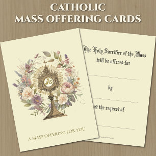 Carte De Correspondance Masse catholique offrant Monstrance Floral