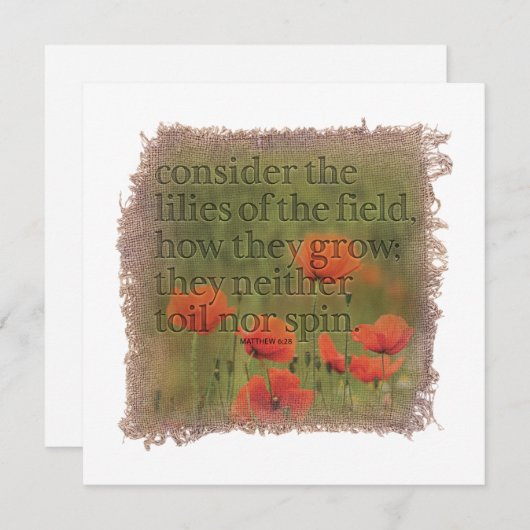 Carte De Correspondance MATTHEW 6:28 - Personalized Notecard (Devant / Derrière)