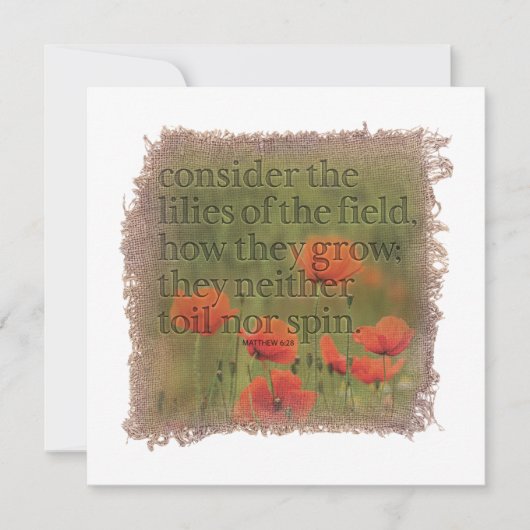 Carte De Correspondance MATTHEW 6:28 - Personalized Notecard (Devant)