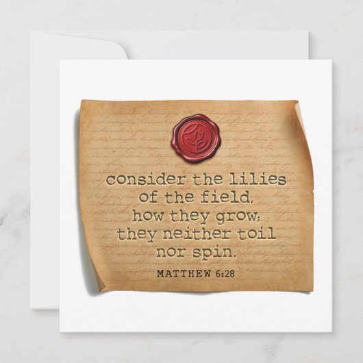 Carte De Correspondance MATTHEW 6:28 - Personalized Notecard (Devant)