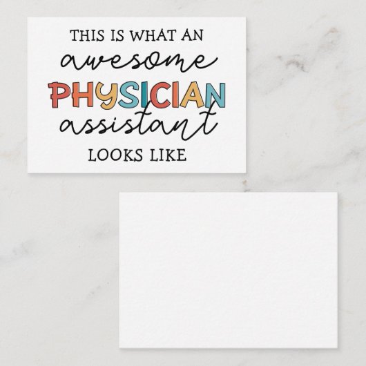 Carte De Correspondance Médecin Assistant Funny Awesome PA (Devant / Derrière)