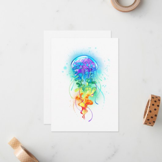 Carte De Correspondance Méduse arc-en-ciel (Devant/Arrière en situation)