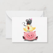 Carte De Correspondance Meilleurs amis mignons Cochonnet Poussin et Souris (Dos)