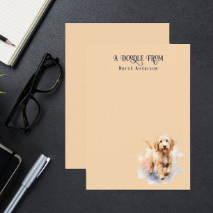 Carte De Correspondance Mélange Watecolor Goldendoodle Monogrammé