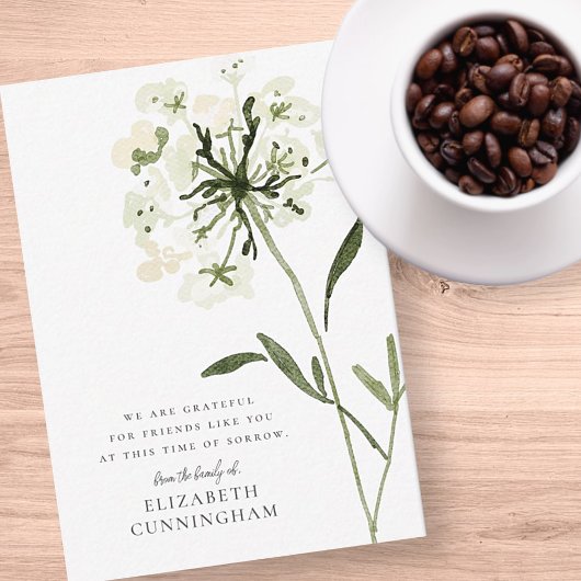 Carte De Correspondance Mémorial Aquarelle Fleur Botaniques Élégant Chic