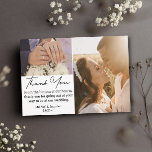 Carte De Correspondance merci 2 photos collage minimaliste mariage