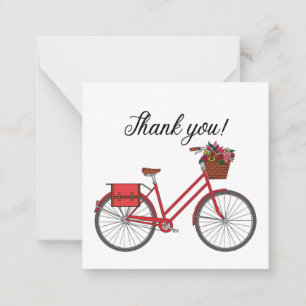 Carte De Correspondance Merci à bicyclette rouge